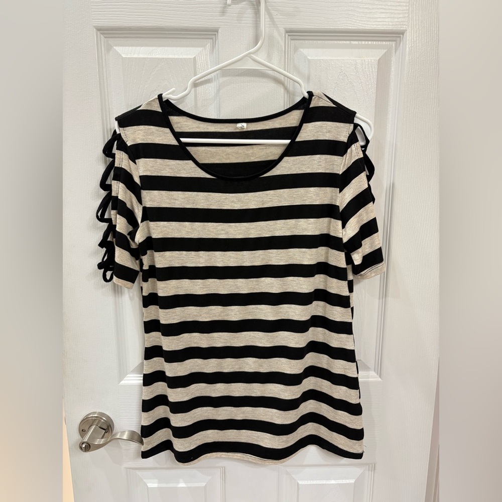 Striped Black and White Women's Top